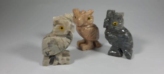 Small Soapstone Animal- Owl With Tail