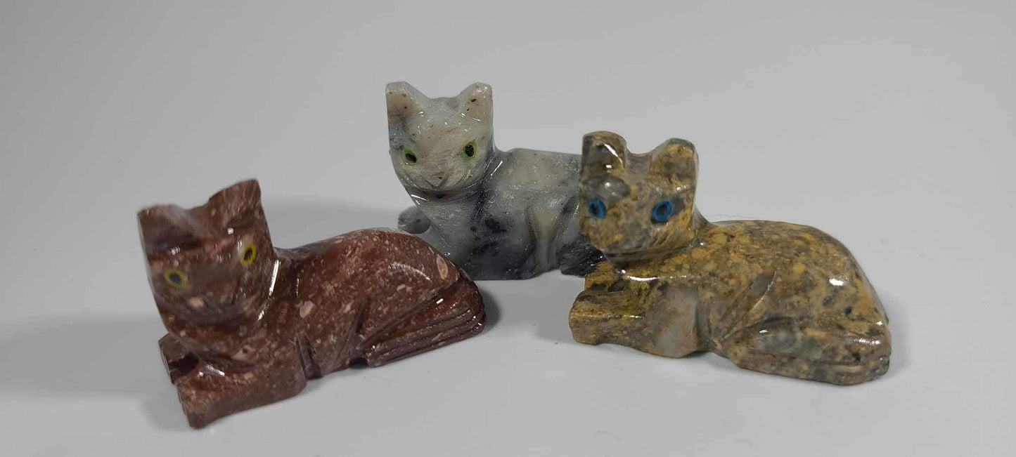 Small Soapstone Animal-Laying Cat