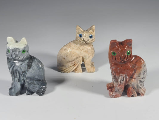 Small Soapstone Animal-Sitting Cat