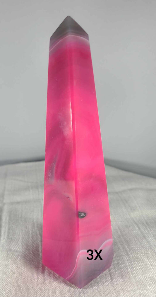 Dyed Pink Agate Tower 3X