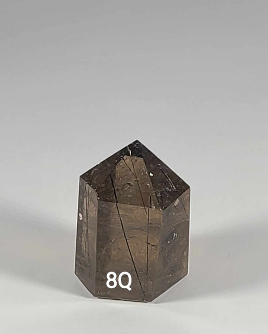 Black Tourmaline in Smoky Quartz Tower 8Q