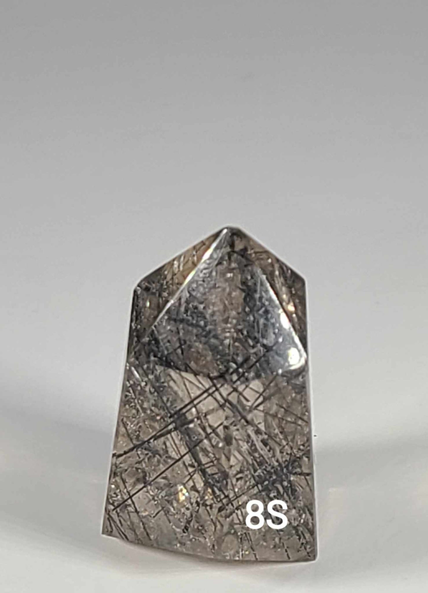 Black Tourmaline in Smoky Quartz Tower 8S