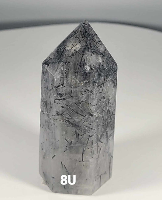 Black Tourmaline in Quartz Tower 8U